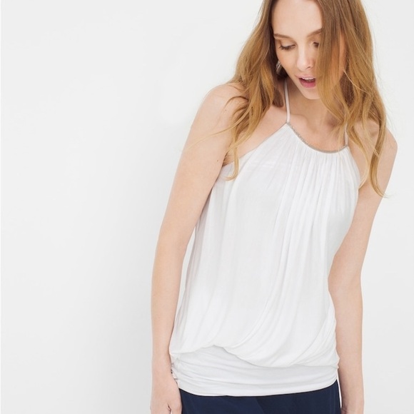 WHBM Asymmetric Tuck Halter Top - Picture 1 of 5
